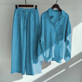 Women's 2026 Retro Plus Size Linen Cotton High Waist Loose Shirt + Pants 2-Piece Set - Pink