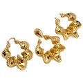 Western Fashionable New Asymmetric Twist Rotation Twist Creative Versatile Comb Pattern Wide Fit Necklace Earrings Set Wholesale