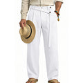2026 customized men's clothing spring white bottom large size american style oblique waist linen cas