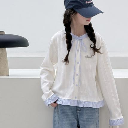 Girls' Faux Layered Bow Cardigan & Jeans Set