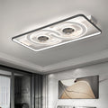 New living room lamp rectangular LED ceiling lamp with fan Nordic brightened intelligent voice control living room main lamp