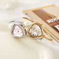 Cross-Border Export Niche Light Luxury Simple Influencer Breeze Heart Pearl Bangle Watch Open End Bracelet Quartz Watch