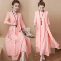 Women's Summer Ethnic Mesh Printed Dress + Skirt + Long Skirt 2-Piece Set 2026 - Pink Set