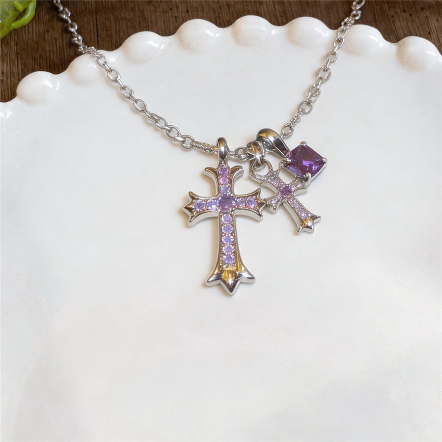 Sparkling Irregular Zircon Pendant Necklace - view 7