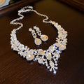 Western Statement Rhinestone Geometric Teardrop Necklace Set Fashionable Exquisite Clavicle Chain Light Luxury Premium Necklace