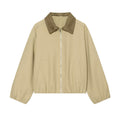 Women's Workwear Lapel Collar Cropped Jacket 2026 | Trendy Jacket - Khaki