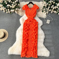 High-End Elegant Pleated Ruffle Trimmed Bodycon Long Dress for Banquet