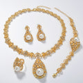 Overseas Middle East Personality Western Retro Teardrop Rhinestone Accessory Necklace Bracelet Set Earrings Ring Bride Accessory Set