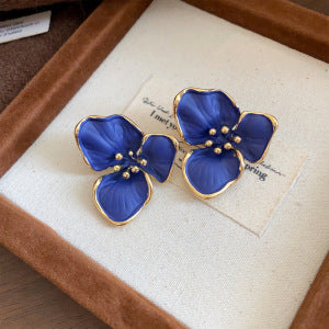 French Enamel Flower Stud Earrings - view 8