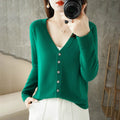 Women's Fall Korean Fashion V-Neck Cropped Knit Top + Cardigan 2026 - White