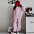 Girls' Trendy Hoodie Cardigan Set - Sports