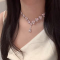 Pink Crystal Necklace Light Luxury Evening Gown Clavicle Chain Women 2026 New Bestseller Premium Choker Luxury Necklace