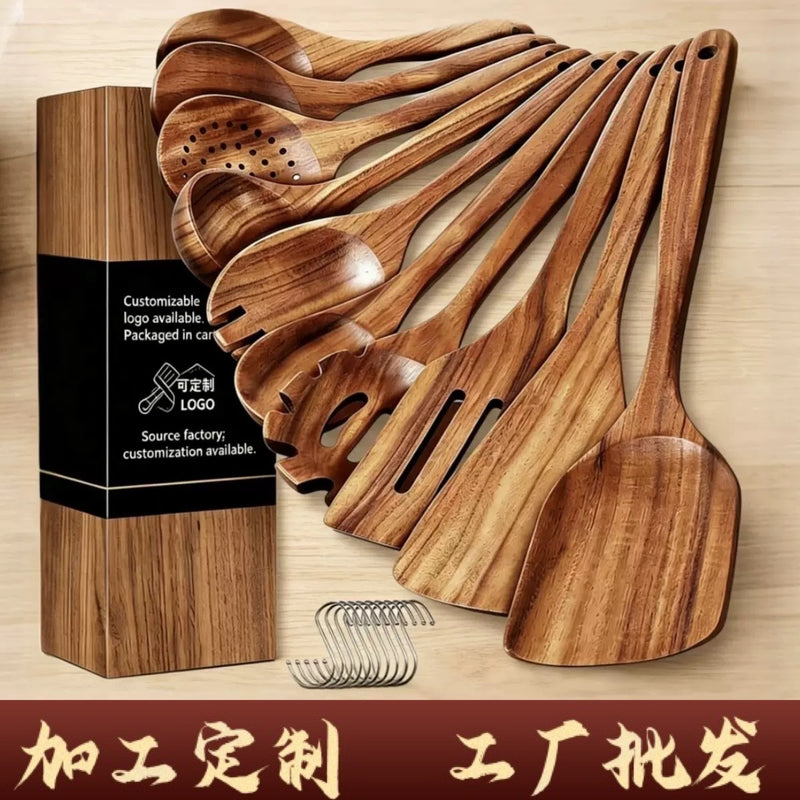 acacia wood wooden spatula teak spatula soup spoon rice spoon home cooking non-stick pan source supp
