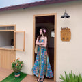 Women's Summer Vacation Retro Striped Floral Color-Block Dress + Camisole + Skirt 202