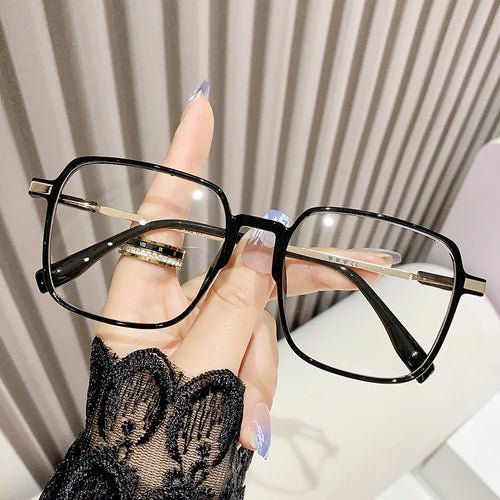 Big Frame Prescription Glasses Frame Fashionable Square Bare Face Anti-Blue Plano Women Finish Item With Rx Frame Prescription Sunglasses