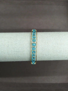 French Glass Bead Zircon Open Bangle Bracelet - view 8