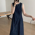无袖背心牛仔连衣裙女2026新款夏季复古高级感宽松显瘦长裙子复古