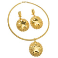 Cross-Border New Release Cutout Base Pad Shiny Five-Point Star Necklace Earrings Set 2-Piece Set Exquisite Set Women