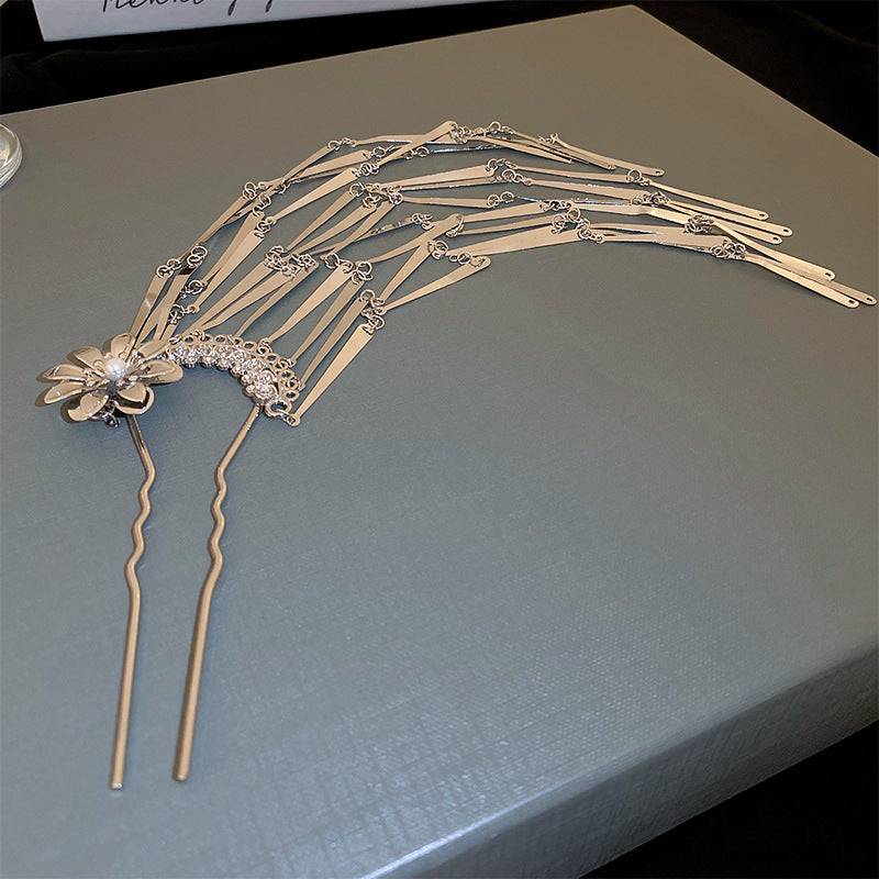 Pearl and Flower Tassel Hair Stick - view 4