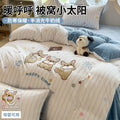 高克重A类韩版花边卡通法兰绒绒四件套牛奶绒贴布绣家用宿舍3件套