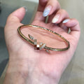 T Home String Knot Bangle Women Full Diamond Twisted Bracelet Light Luxury Premium Starry Sky Hand Jewelry Copper Coated 18K Buckle Bangle