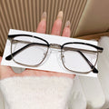 New Light-Changing Metal Half Brow Frame Glasses Formal Frame Anti-Blue Retro Frame Trendy Men Si Pattern Plano