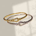Korean Copper Coated 18K Cubic Zirconia Horseshoe Buckle Bangle Light Luxury Premium Bracelet Fashionable Exquisite Elegant Versatile Hand Jewelry