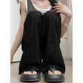 Summer Sporty Drapey Crystal Elastic Straight Leg Wide Leg Pants + Pants