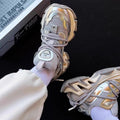 OMG! Totally futuristic ~ 2026 thick-soled casual sports shoes silver dad shoes ~ unique sole design
