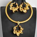 Western Fashionable New Asymmetric Twist Rotation Twist Creative Versatile Comb Pattern Wide Fit Necklace Earrings Set Wholesale