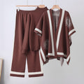 Fall-Winter Casual Elegant Knit Wool Wide Leg Pants + Sweater + Shawl + Cape 3-Piece Set