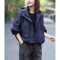 Women's Spring-Summer Vacation Casual Petite Loose Cropped Jacket + Top 2026 - Navy
