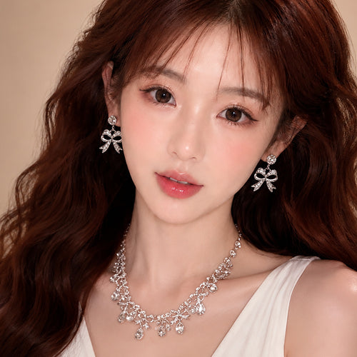 Dreamy Starry Crystal Teardrop Draped Jewelry Set Wedding Banquet Luxury Necklace Light Luxury Niche Necklace Women