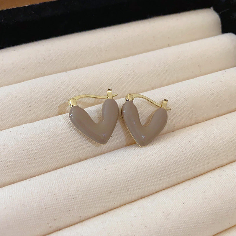 French Vintage Brown Floral Enamel Earrings - view 9