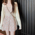 Vietnamese Style Floral Pleated Camisole Short Dress, Petite 9859