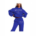 Fashion Plus Size Lined Printed Letter Print Hoodie Set