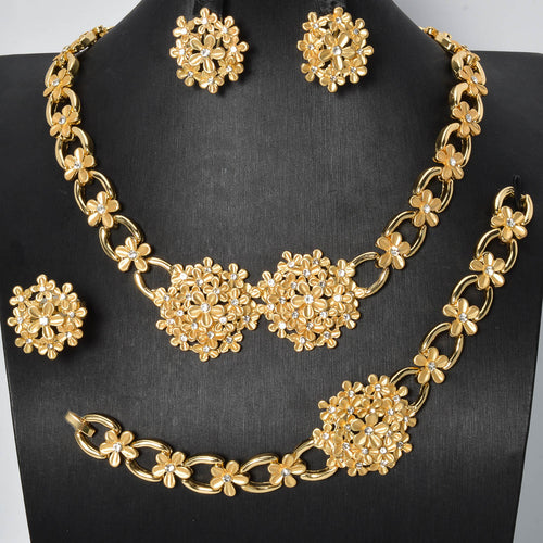 Amazon Western Trendy Blooming Flower Rhinestone Accessory Exquisite Set Middle East Bride Knot Wedding Accessory