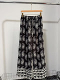 Summer Bohemian Ethnic Printed Drapey Lightweight Wide Leg Pants + Pants