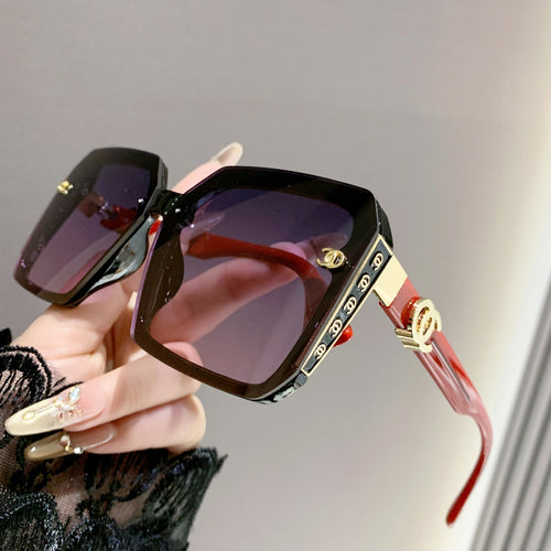 UV-Proof Women Sunglasses Square Big Frame Round Face Slender Sunglasses Premium Sun-Proof Personality Trendy Sunglasses