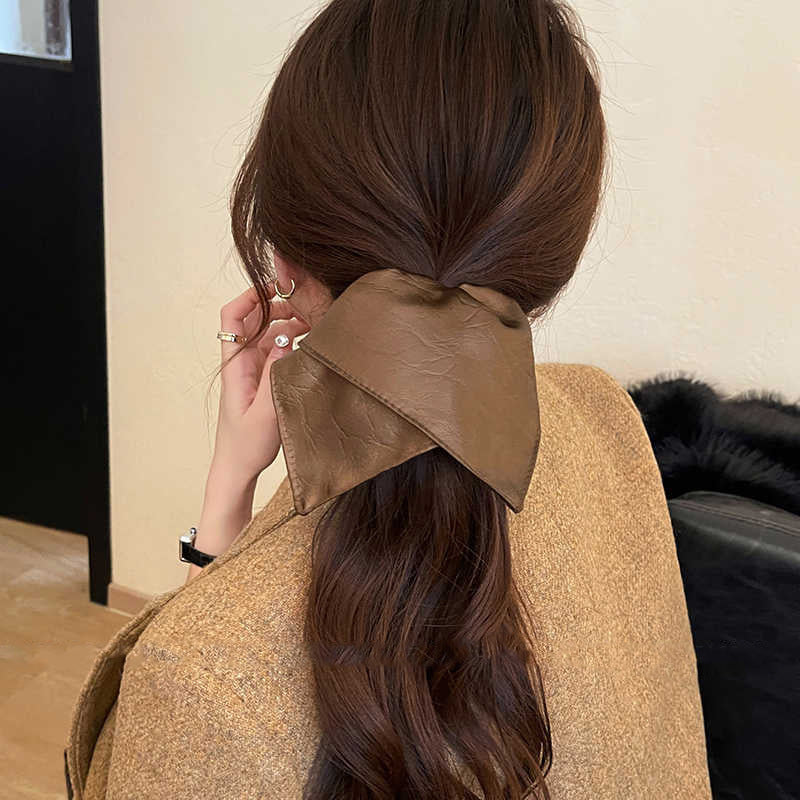 Vintage Brown Leather Scrunchie - view 4