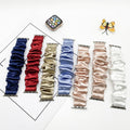 For apple iwatch Watch Band Overseas Layered Combo Crease Color Ding Shiny Thread Satin Stretch Large Scrunchie Apple Band