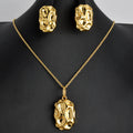 Overseas Western New Contour Shiny Texture Pendant Asymmetric Niche Design Minimal Necklace Earrings Set