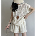 Summer Luxury Slimming Petite Hollow-Out Shorts + Top 2-Piece Set