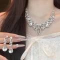 Super Sparkle Cubic Zirconia Necklace Heavy-Duty Light Luxury Niche Premium Banquet Exquisite Clavicle Chain Gown Wedding Luxury Necklace