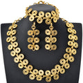 Overseas Fashionable Middle East Jewelry Geometric Round Cutout Western Retro Necklace Bracelet Set Earrings Set