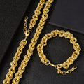 Western Fashionable New Copper Gold Plated Statement Hip-Hop Breeze Twist Chunky Chain Band Mutual Clasp Trendy Necklace Bracelet Set