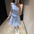 RL Polo Style Pony Embroidery Sleeveless Shirt Dress, White