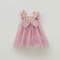 amazon rainbow wings mesh girls dress 2026 summer style flying sleeve baby princess dress puff skirt