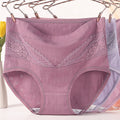 pure cotton mid-high waist plus size women's underwear lace cotton crotch plus fat enlarged briefs m