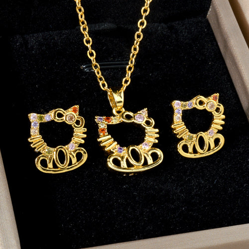 Fashionable kt Cat Rhinestone Necklace Stud Fashionable Maiden Heart Student Bestie Niche Design Detail Hand Jewelry Fresh Women